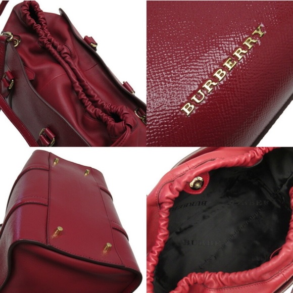 Burberry Leather Crossbody Shoulder Bag Red - Picture 12 of 13